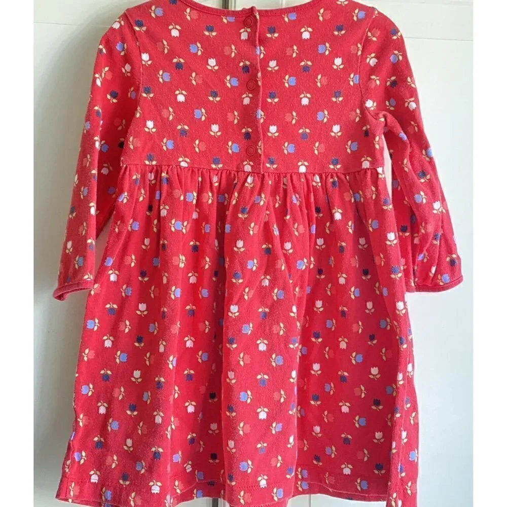 Gymboree Girl’s Red Long Sleeve Tulip‎ Cotton Dress Sz 2T